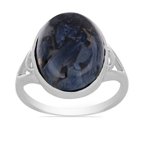 NATURAL PIETERSITE GEMSTONE BIG STONE RING IN STERLING SILVER